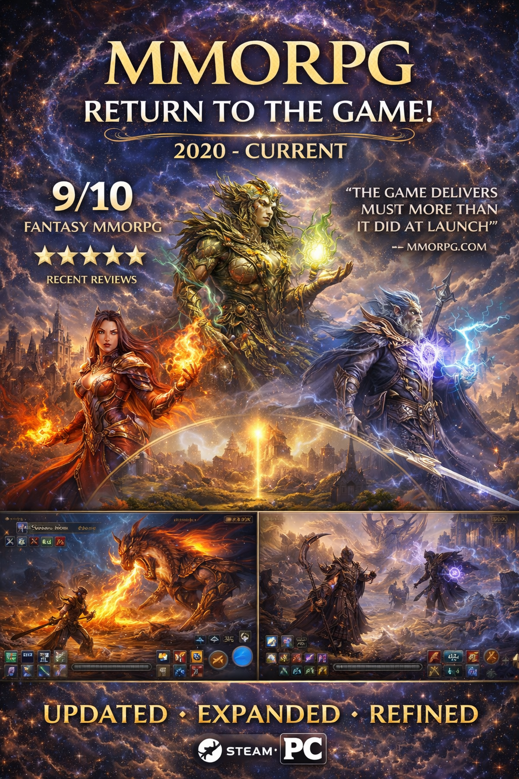 compilation of videos of reviews of people returning or playing certain mmorpgs